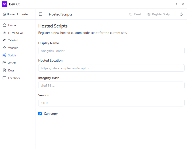 Hosted Custom Scripts Feature