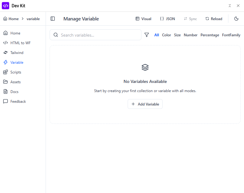 Webflow Variables Management Feature