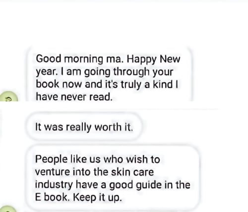 Customer review of Mfoniso Nyong's 2019 skincare ebook: it's truly a kind I have never read, a good guide in the E book