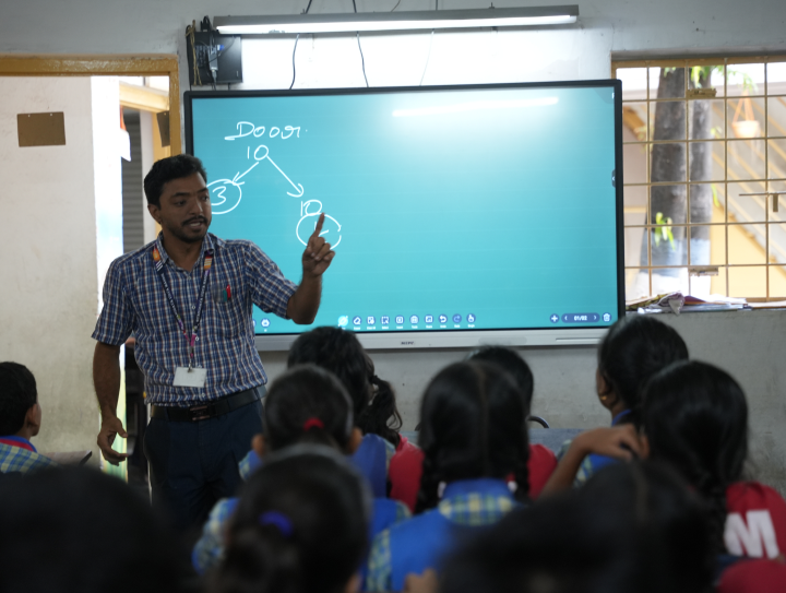 Teacher explaining concepts to students