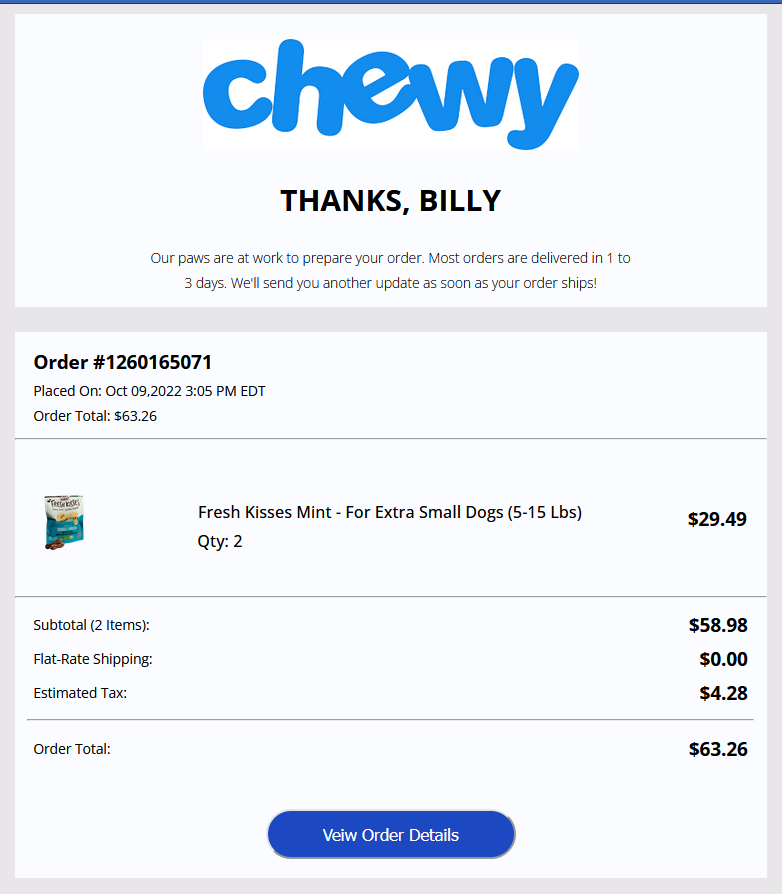 transactional email from chew company