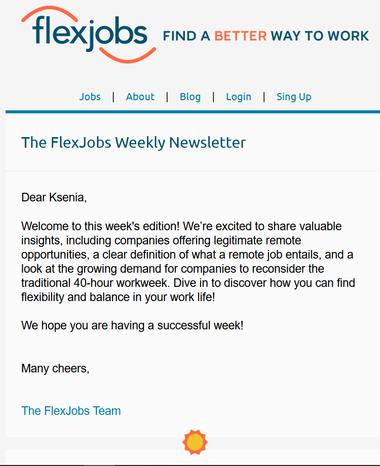 newsletter email flexjob platform