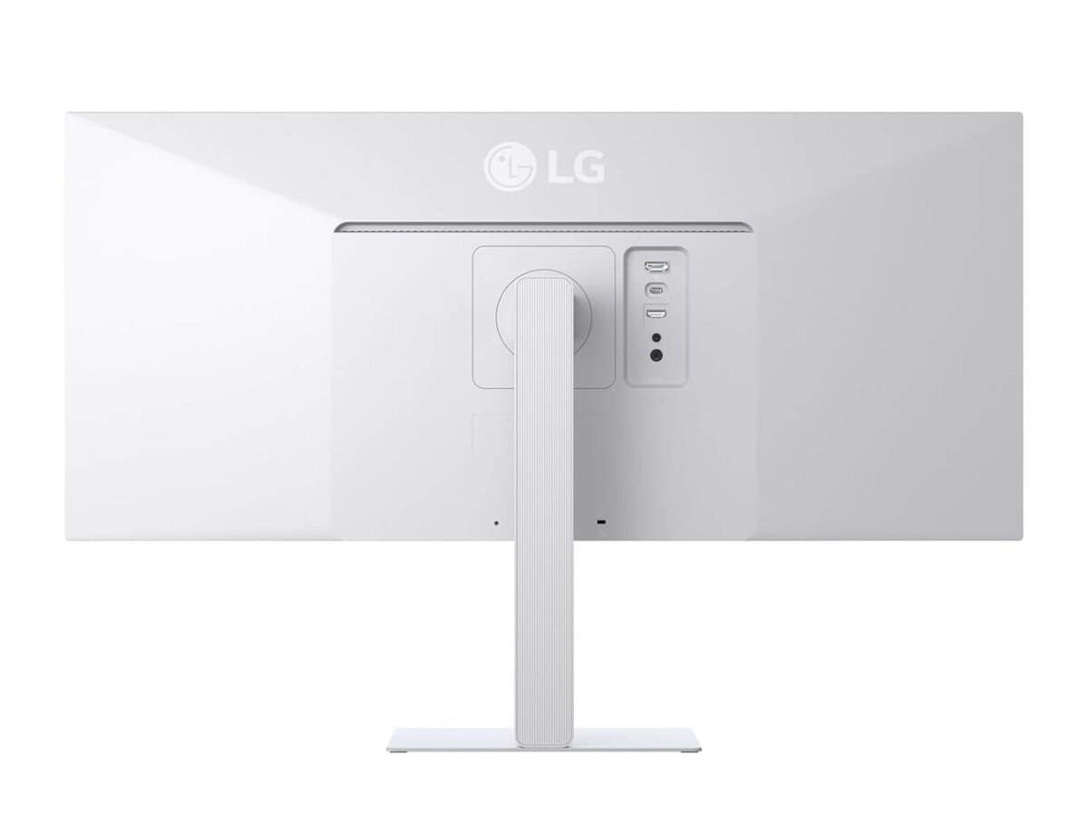 LG 34U530A-W white monitor with height, tilt and swivel adjustable stand