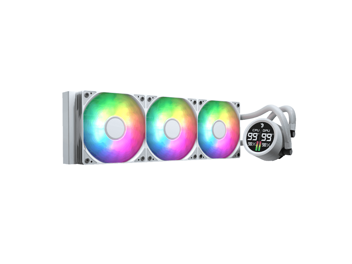 Aerocol Abyss L360 White with digital display - 360mm ARGB Liquid Cooler - Intel LGA1851/LGA1700 - AMD AM4/AM5.