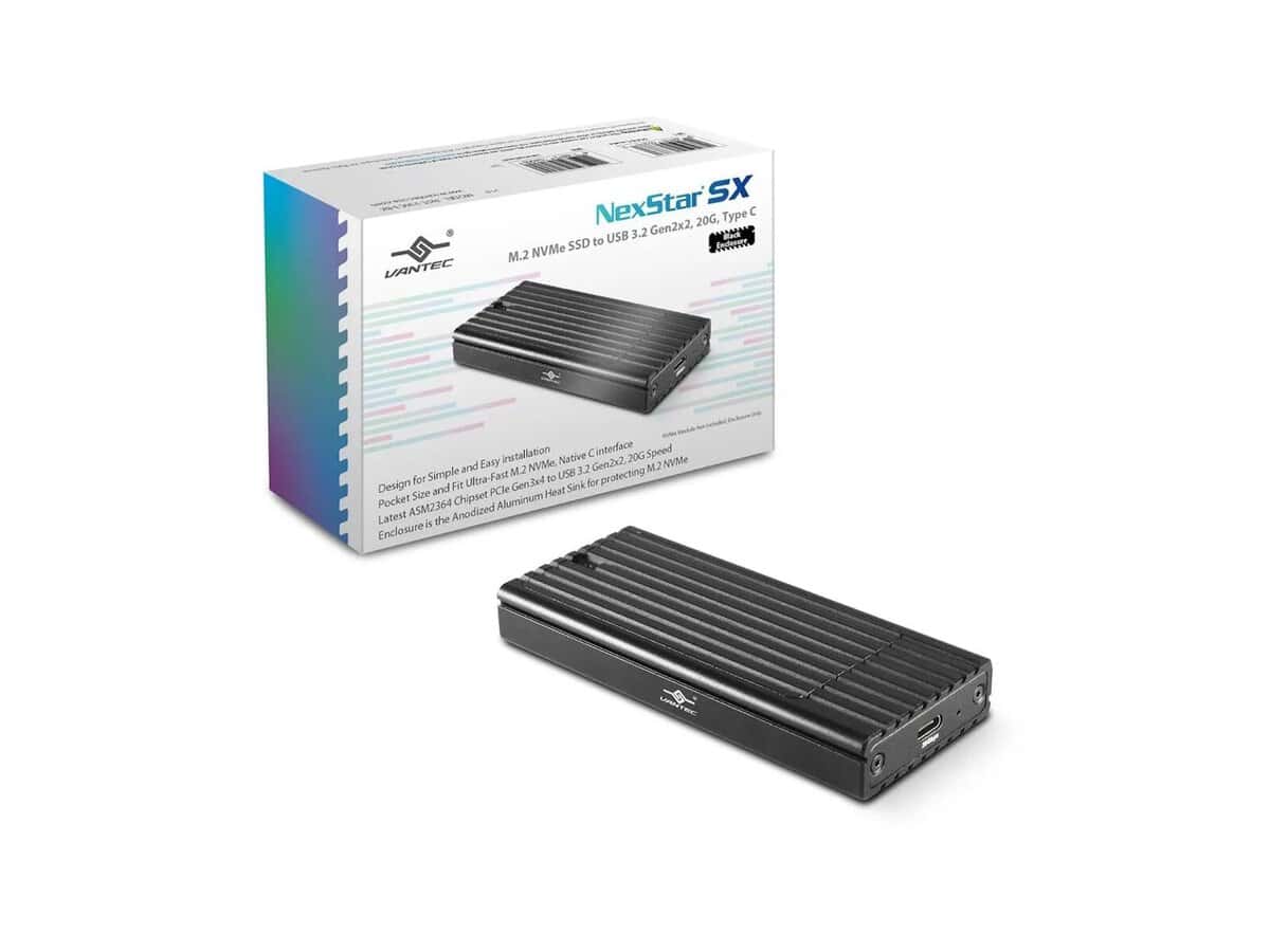 Vantec M.2 NVME & M.2 SATA SSD to USB 3.1 Gen 2 Type C with RGB LED