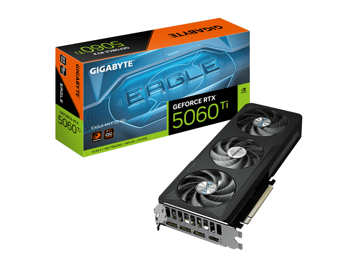 GV-N506TEAGLEMAX OC-8GDEAGLE MAX 8GB - 8GB GDDR7; 128-Bit Memory Bus; 1x HDMI; 3x DisplayPort