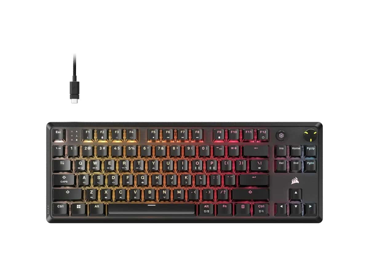 Corsair K70 CORE TKL RGB Mechanical Gaming Keyboard - CORSAIR MLX Red v2 Linear Switches - Sound Dampening - Rotary Dial