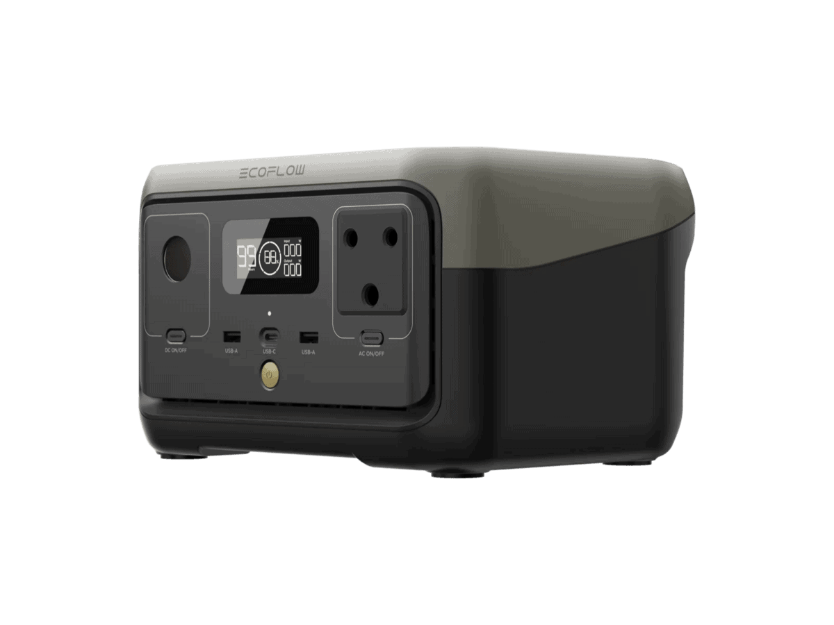 ECOFLOW RIVER 2 Portable Power Station - 256Wh LFP battery - 300W Output 110W Solar chrger - SA Socket