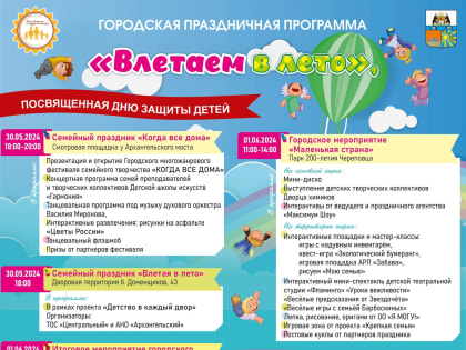 В Череповце в День защиты детей устроят бесплатные праздники