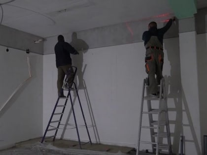 Ремонт спортивного комплекса «Олимп» в Майском продолжается