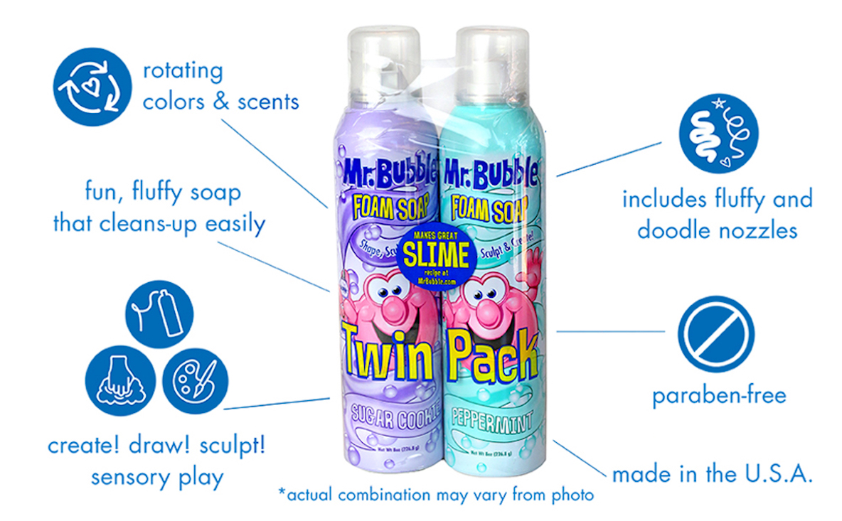 Mr. Bubble Foam Soap Twin Pack, Rotating Colors and Scents, 16 oz. -  Walmart.com