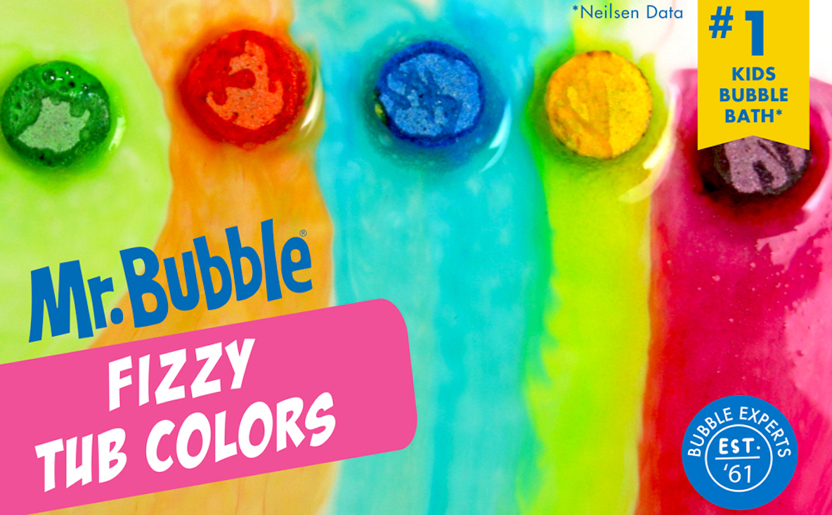  Mr. Bubble Fizzy Tub Colors Bath Water Coloring