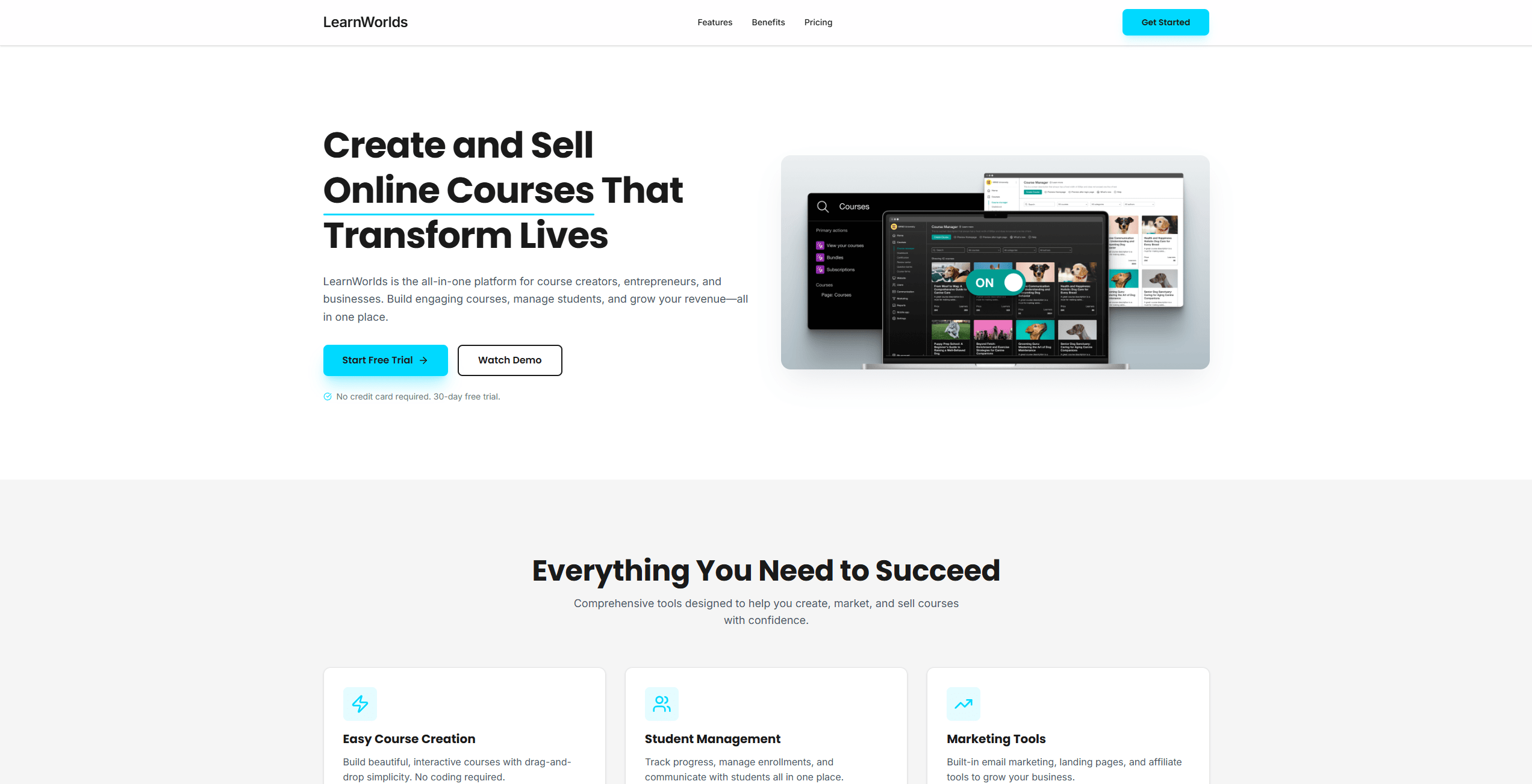 Learn Worlds Landing Page