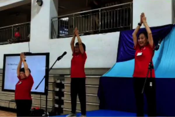 Participants enjoying Laughter Yoga session at Gurkha Cantonment with SWA team