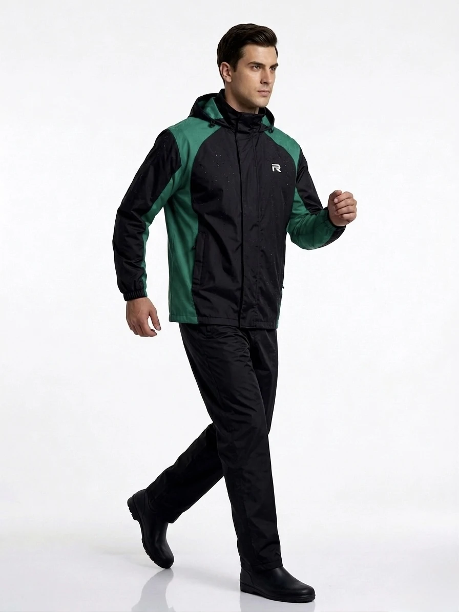 Relax mens Pro Biker - Green raincoat — back view
