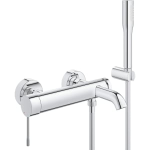 Essence 33628001 Bain/Douche à Levier Unique avec Kit de Douche avec Mitigeur de Douche, Tuyau et Fixation Murale, Argent