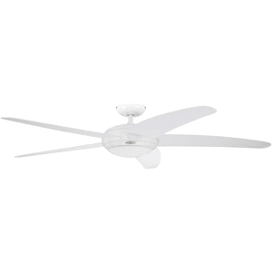 72140 Ventilateur de plafond d'intérieur à cinq pales et une lampe Bendan de 132 cm, finition blanc avec verre opale dépoli