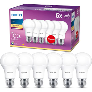 Philips ampoule LED Equivalent 100W E27 Blanc chaud, Non dimmable, Plastique, Lot de 6