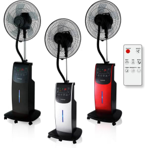 Digital Ventilateur Brumisateur d'air d’intérieur avec télécommandeT (Réservoir XXL 3,10 Litres) IONISEUR, ANTI-MOUSTIQUES et INSECTIFUGE, AROMA Compartiment, Minuterie programmable, ROUGE
