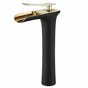 Robinet Cascade Corps Haut Mitigeur 1 Trou Montage Lavabo Salle De Bains Lavabo Robinets Peinture Noire Or Chrome Mitigeur Lavabo Chaud Et Froid Bronze