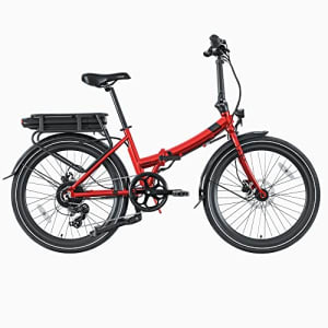 Siena, Vélo Électrique Pliable Batterie Amovible 36V 13Ah, 25km/h, Velo Electrique Roues 24", 7 Vitesses, Velo Adulte Homme, Femme 250W, Vélos Électriques Freins Hydrauliques, Rouge