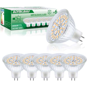 Ampoule LED MR16 GU5.3 12V, 5W Equivalent à 50W Halogène Lampe, Blanc Chaud 3000K, 450Lm, Ampoules LED Spot Lot de 6