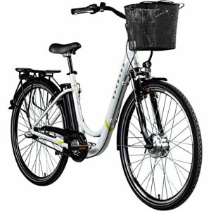 E Vélo électrique pour femme 700c Pedelec Z510 Vélo de ville électrique 28" (blanc/vert, 48 cm)