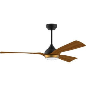 132CM Ventilateur de plafond à moteur à courant continu avec lumière LED à intensité variable, 3 lames de couleur grain de chêne, minuterie, contrôle à distance par application Alexa