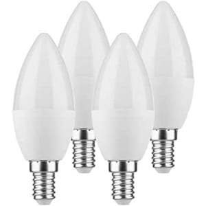 Lot de 4 ampoules LED en forme de bougie 5,5 W = 40 W E14 470 lm Blanc chaud mat 2700 K