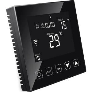 Thermostat Intelligent WiFi pour Chauffage au Sol électrique avec sonde Alexa Google Assistant Compatible, Thermostat Connecté Programmable Plancher Chauffant Electrique 16A Noir