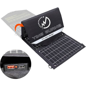 Chargeur Solaire Pliable 21W Panneau Solaire Monocristallin Chargeur 2 ports USB étanche Panneaux Solaires Portables pour Téléphones portables, Tablettes et autres appareils numériques