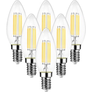 Ampoule Filament Bougie Vintage LED E14, Ampoules 6W LED Filament équivalent Incandescente 60W, E14 Ampoules Culot Vintage Edison Blanc Chaud 2700K 750LM, Lot de 6