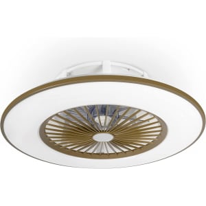 Ventilateur de plafond avec lumière Noaton 11056CR Vega, télécommande, gradation LED 40W 3 températures de couleur réglables, minuteur, flux d'air jusqu'à 45 m3/min, Ø56cm marron, Enceinte Bluetooth