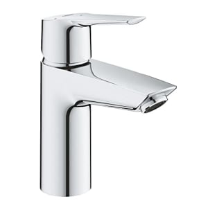 QUICKFIX Start Robinet de salle de bains lavabo, mousseur économie d'eau, sans tirette, bonde clic clac incluse, installation et nettoyage facile, taille S, chromé, 23551002 (Import Allemagne)