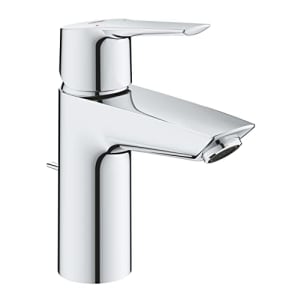 QUICKFIX Start Robinet de salle de bains lavabo, mousseur économie d'eau, avec tirette de vidage, bonde incluse, installation et nettoyage facile, taille S, chromé, 24209002 (Import Allemagne)