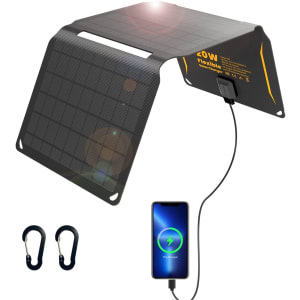 Chargeur Solaire 20 W avec USB QC3.0 et Port CC (19 V/1,1 A Max), étanche, pour randonnée, Camping, Chargeur alimenté par Le Soleil, Compatible avec iPhone 14/13/12/11/Xs, iPad Mini, Samsung