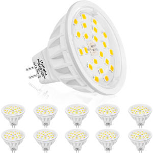 Ampoules LED MR16,5.5W DC12V Spot,Blanc Froid 6000K,Equivalente 50-60W Ampoule Halogène,Ra85 600LM,Non Dimmable GU5.3 Réflecteur,120°Angle,Lot de 10.