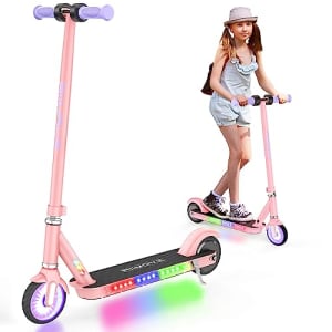 150W Trotinette Electrique Enfants 6 a 12 Ans, 12km/h&8km Portée, Trottinette Electrique Enfant avec Roue Flash et Lumière Colorée, Freins Doubles, Trottinette Electrique Cadeau pour Enfants