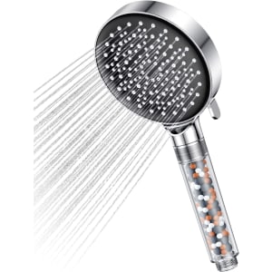 Pommeau de douche avec filtre - Pommeau De douche economie deau haute pression - Douche à effet pluie avec 6 types de jets (Pommeau De Douche Economie Deau sans tuyau), chrome 7,5L/min