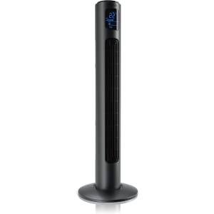 Ventilateur colonne silencieux avec télécommande, Ventilateur tour 45W, Oscillant, Hauteur 96cm, 3 Vitesses, 3 Modes, Minuterie 12h, Oscillation 60°, Ecran, flux d'air puissant, Noir clair