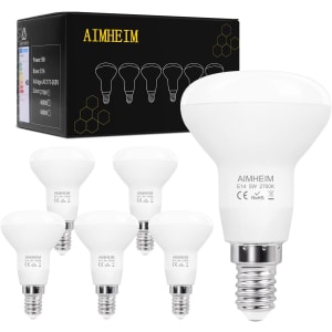 Ampoule LED E14 R50 2700K, 5W Équivalent Halogène 40W, E14 LED Spot R50 Blanc Chaud, 550 Lumen, 120 Angle,Culot Vis E14 LED Réflecteur Non Dimmable, Pas de Scintillement, Lot de 6