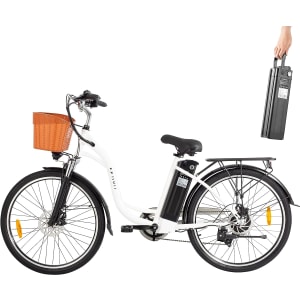 Vélo Électrique,26 Pouces Vélo Électrique avec Dérailleur Shimano 6 Vitesses,36V 12,5Ah Batterie Amovible,Smart Urban E-Bike avec Panier,Pédalage Assisté,Hauteur Réglable,Adulte Unisexe