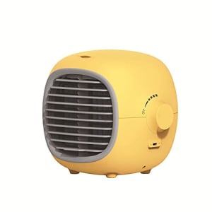 Ventilateur de climatiseur portable rechargeable pour pique-niques en plein air de bureau à domicile de voiture, Mini ventilateur de refroidissement à air Climatiseur évaporatif, Jaune