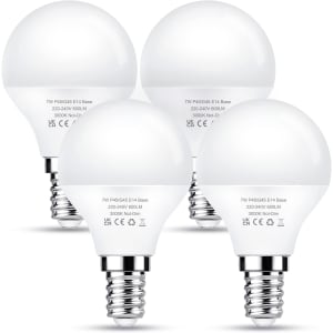 Ampoule LED E14, P45/G45 Forme Balle de Golf, 7W Equivalent à 60W, Culot Edison E14 (SES), Lumière Blanche Chaude, Non Dimmable, Économie d'énergie, Lot de 4