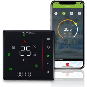 Série 006 Thermostat Intelligent Wi-FI pour Chauffage Électrique 16A Affichage LCD Support Tuya & Smart Life, Seulement WiFi 2.4Ghz, 5+1+1 Programmable Noir