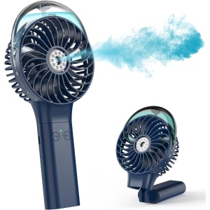 Ventilateur de Bureau à Pulvérisation, Brumisateur Rechargeable par USB avec 3 Vitesses, Batterie Rechargeable 3000 mAh, pour la Maison, le Bureau, l'Extérieur, les Voyages, le Camping (bleu)