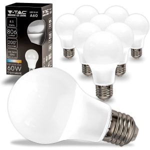 10x Ampoules LED culot E27 8,5W (équivalent 60W) A60 - 806 Lumen - 3000K Blanc Chaud - Ouverture du faisceau lumineux 200° - Efficacité Maximale et Économie d'Énergie, VT-2099-10