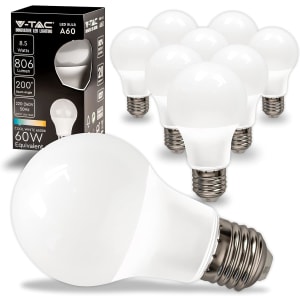 10x Ampoules LED culot E27 8,5W (équivalent 60W) A60-806 Lumen - 6500K Blanc Froid - Ouverture du faisceau lumineux 200° - Efficacité Maximale et Économie d'Énergie