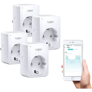 Prise Connectée WiFi, Suivi de consommation, 16A Type F, Prise Intelligente compatible avec Alexa et Google Home, Contrôler le radiateur, le chauffage, le chauffe-eau à distance  P110(4-pack)