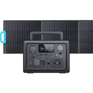 Générateur Électrique Portable EB3A avec Panneau Solaire PV200, 268Wh Station d'énergie Portable avec 1 Sortie CA 600W (1200W Pic), LiFePO4 Batterie de Secours pour Camping, Voyage, etc